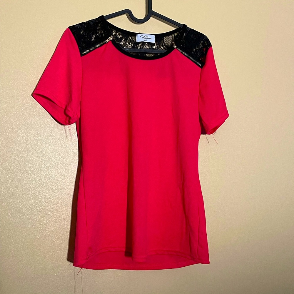 Lace Top Pink Shirt